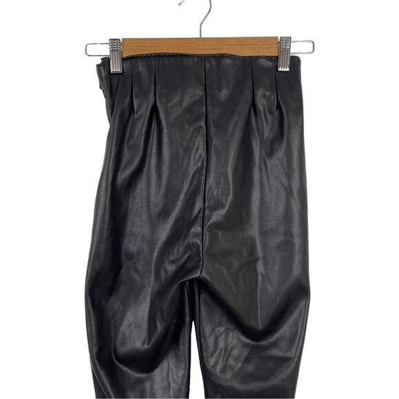 Zara Black Faux Leather High Waisted Leggings Pants Size Small 7102/260 - Picture 7 of 14